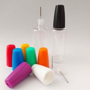 Plastic druppelflesjes met metalen tips 10 ml 15 ml 20 ml 30 ml lege naaldfles voor E-vloeistof PET heldere fles damp oogsap Ephux