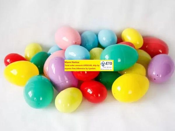 Oeufs de pâques en plastique pour décoration de fête de mariage, jouet en plastique, Capsule, œufs colorés solides, jouets