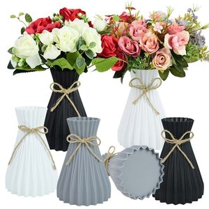 Vase à fleurs en plastique avec conception de corde différentes formes uniques pour la décoration de bouquet de lieu de mariage à la maison 220815