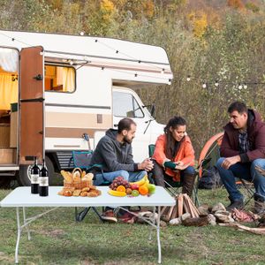 Mesa plegable de plástico de 4 pies/6 pies/8 pies, mesa de comedor blanca resistente portátil, plegable por la mitad para campamento, fiesta, cocina, interior y exterior