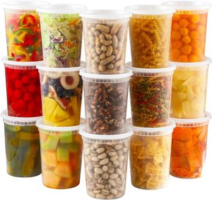 Récipients alimentaires en plastique avec couvercles, conteneurs hermétiques de stockage des aliments pour le stockage de la préparation des repas à emporter