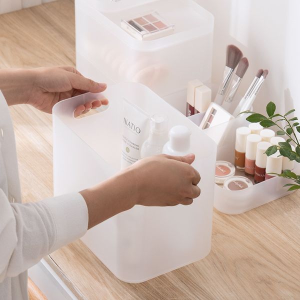 Boîte de rangement transparente en plastique givré, vente en gros de produits ménagers créatifs, miroir cosmétique, boîte de rangement cosmétique, boîte centrale