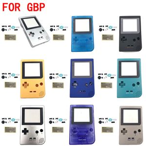 Coque de boîtier de couverture de jeu complète en plastique avec tampon de démarrage/serect pour poche gameboy GBP kits de boîtier avec étiquettes autocollantes de boutons FEDEX DHL EMS FREE SHIP