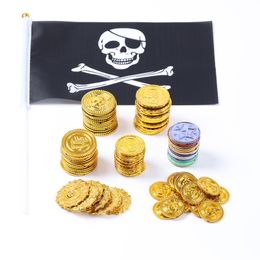 Plastic Gold Treasure Coins Capitaine Pirate Party Pirate Treasure Chest Child Treasure Chest Treasure Gold Coin Toy