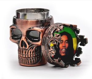 Plastic Hoofd Tobacco Grinder 3 Laag Metalen Gear Grinder Broken Skull Sook Detector