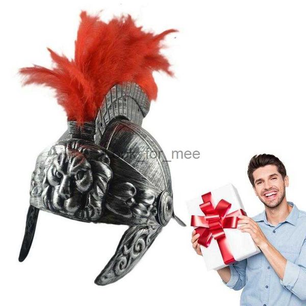 Casque en plastique chapeau mascarade Cosplay fête décor médiéval antique romain Vintage casque élégant plume Lion HKD230823