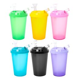 Plastic waterpijpen Bongbekers met glazen kom handstijl rookwaterpijp afneembare filterolie -stoffen meerdere kleuren