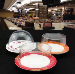 Tapa de plástico para plato de sushi, herramienta de cocina, cinta transportadora de Buffet, plato de pastel transparente reutilizable, cubierta de comida, accesorios de restaurante E0508