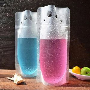 Sac en plastique liquide pour jus de fruits, boissons, café, cuisine, pochettes verticales givrées, jetables et refermables pour fête, logo personnalisé