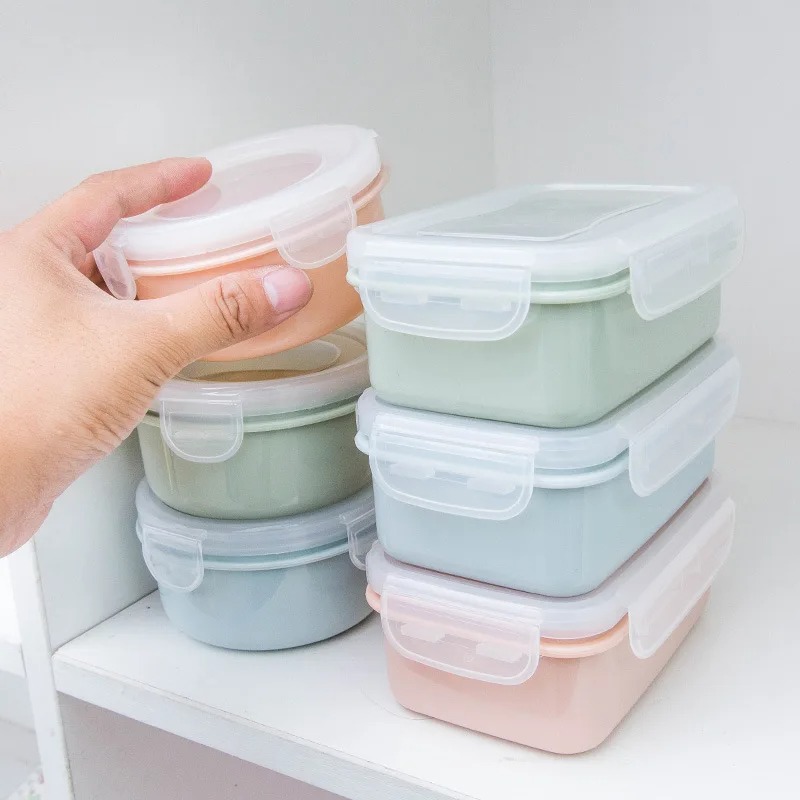 Plast Lunch Box Bento Box Grönsaker Fruktsallad Fresh-Keeping Bowl med Lock Seal Leak Proof Camping Picnic Food Storage Box