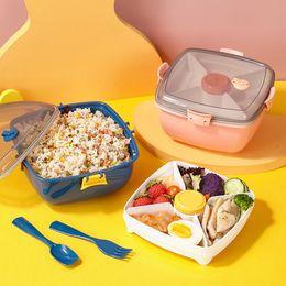 Fiambrera de plástico Ensalada Bento Box engrosada Cuadrado Doble microondas Almuerzo Crisper Amazon Lunch Box Salsa