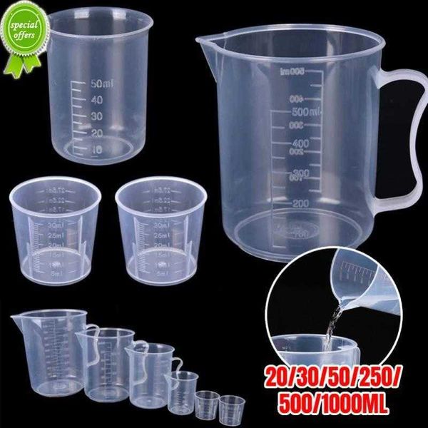 Tasses à mesurer en plastique 50/100/150/250/500/1000 ml tasse graduée en plastique transparent de qualité supérieure bec verseur sans poignée outil de cuisine