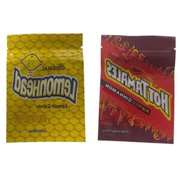 Sacs d'emballage en plastique Mylar citron original Lemonhead tamales chauds cannelle féroce ogives à mâcher ogives aériennes une pochette af Pwmtg