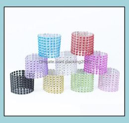 Plastic Napkin Rings El Wedding Chair Sash Diamond Mesh Wrap For Party Decoration Goldsier Table Accessories Kitchen8407065