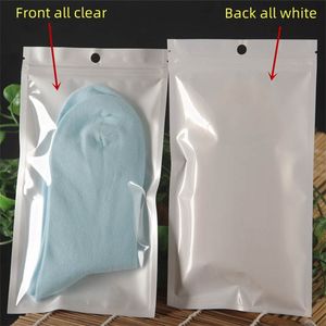 Bolsas de embalaje con cremallera de plástico OPP, color blanco transparente, resellable con orificio para comestibles, caja para teléfono móvil, accesorios para cables USB, llavero, ropa, paquetes al por menor de PVC, bolsa