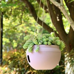 Originalité en plastique paniers suspendus Pots auto-arrosage Pot de fleur jardin plante planteur pot de fleurs Match chaîne balcon décoration Y2261q