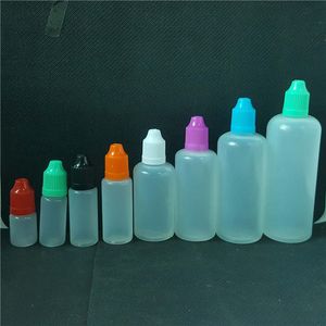 Plastic verpakking Fles 5 ml 10 ml 15 ml 20 ml 30 ml 50 ml 60 ml 100 ml 120 ml Zachte doorschijnende naalddruppelaar voor essentiële oliën Vloeibare sappen Cosmetische opslagverpakking