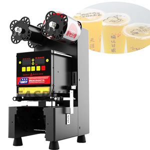 Máquina selladora de tazas de té de burbujas de papel de plástico, máquina semiautomática de sellado de tazas, selladores eléctricos de café con leche
