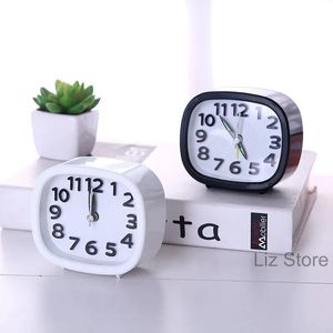 Horloge à pointeur en plastique, alarme électronique muette de chevet, réveil carré Portable pour étudiant, petits ornements ronds de bureau TH1276