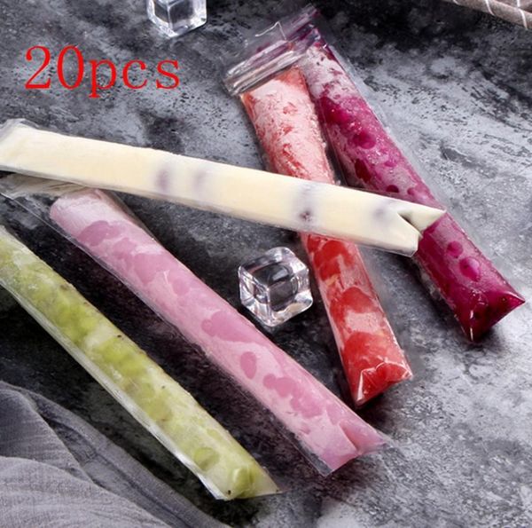 Bolsas de paletas de plástico moldes de moho de hielo bolsas con cremallera de cremallera desechable auto -sellado helado de la barra congelada herramientas de helado IIA2104547156