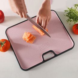 Bloc à découper double face portable en plastique paille de blé + planche à découper alimentaire PP fruits légumes viande planches à découper en plastique antidérapantes outil de cuisine ZL0987sea