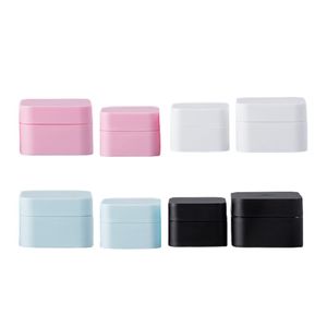Plastic PP Skincare Cream Jars Refilleerbare fles Mat roze Blauw Wit Zwart Lege Cosmetische verpakking Portable Square Cream Pots Container 5G 10G 20G 30G 50G