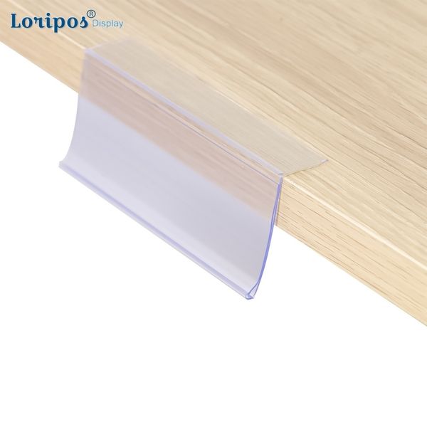 Etiqueta de precio de plástico Etiqueta de muestra Soporte de boleto adhesivo Pvc transparente para estante de supermercado