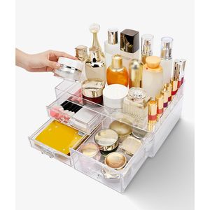 Plastic PS Fashion Makeup Organizer 3 Laden Acryl Cosmetische Opslag en Sieraden Display Clarity Box Tool L * 5 LJ200812