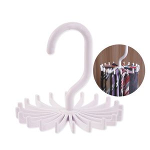 Plástico giratorio Tie Rack Hanger Holder 20 Ganchos Clostet Ropa Rack Colgante Corbata Cinturón Estantes Organizador de guardarropa Blanco SN4221