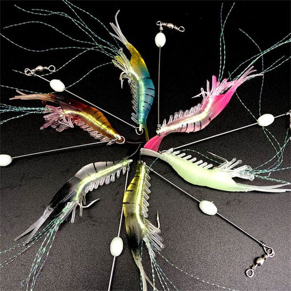 Crevettes en plastique Appâts Leurre de crevettes Leurres de jigging de crevettes 9.5cm 6.4g Appâts de crevettes artificiels Octopus Squid Jig Hameçons de pêche 375 X2