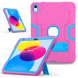 Étuis pour tablette en plastique avec béquille en silicone Sacs pour iPad 10e génération 10 génération 10.9 2022 10,9 pouces Air Mini 6 5 Coques résistantes aux chocs