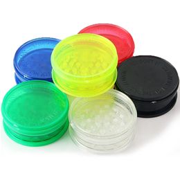 Broyeurs de tabac à herbes en plastique 40mm 60mm de diamètre 2 pièces dispositif de broyeur d'épices mécanique à la main Muller Smart Portable vente en gros 6 couleurs