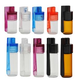 Plastic snuiffles rookpijpen pil kas containers snorter kit draagbare snuif zak duurzame snuffer mix kleur snuif 2 in 1 spaarder