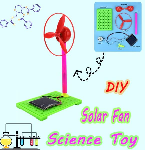 Ventilador solar de plástico Kits de modelos de ensamblaje hechos a mano Circuito de física Experimento Juguetes educativos Regalos para niños Adolescentes Desarrollo cerebral7350567