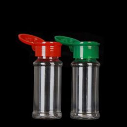 Plastic Spice Jars Bottles 80ml Empty Seasoning Containers with Red Cap for Condiment Salt Pepper Powder Njipc