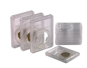 Porte-monnaie carré en plastique avec grille d'étiquette Capsules conteneur pièce Gaine transparente petites boîtes rondes de collecte de pièces