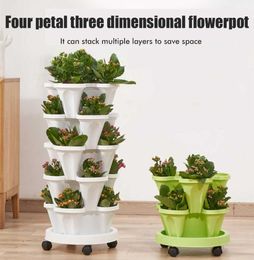 Type d'empilement en plastique Type stéréoscopique Flowerpot Strawberry Plant Plante pour légumes de fleur Décoration de berne