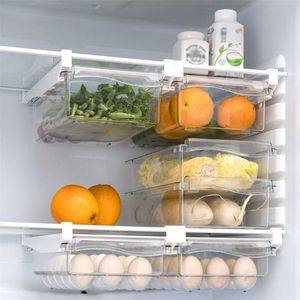 Contenedores de almacenamiento de plástico Cajón Organizador Cajas Caja Huevo Refrigerador Transparente Ajustable 211102