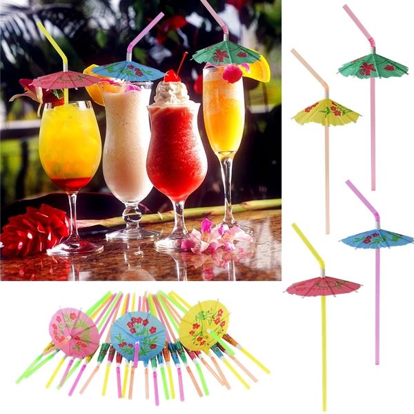Sombrillas de cóctel de paja de plástico Paraguas Bebidas Selecciones Evento de boda Suministros para fiestas Vacaciones Luau Sticks KTV Bar Cócteles Decoraciones WLL839
