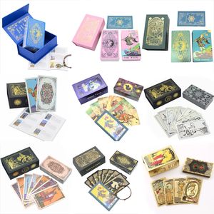 Carte de tarot en plastique cavalier feuille d'or exquis jeu d'échecs et de cartes collection de cartes de divination cartes de jeu imperméables et résistantes à l'usure 240223