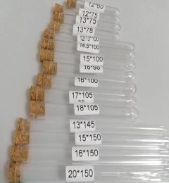 Tubo de ensayo de plástico con tapón de corcho 4 pulgadas 15x100 mm 11 ml transparente, corcho de calidad alimentaria aprobado, todos los tamaños disponibles en nuestra tienda LL