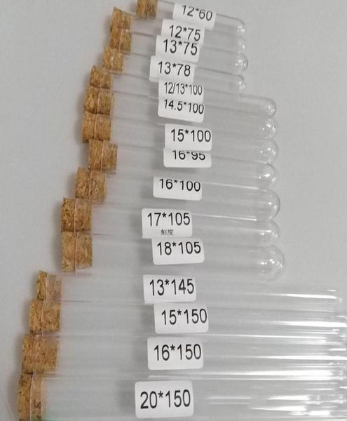 Tube à essai en plastique avec bouchon en liège 4 pouces 15x100mm 11 ml liège transparent de qualité alimentaire approuvé paquet 100 toutes tailles disponibles dans notre St4475450