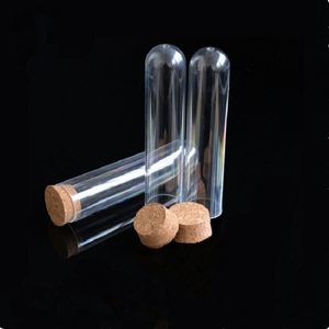 Tubo de ensayo de plástico con tapón de corcho Botella de embalaje Proveedor de laboratorio de 3 ml Tubos cosméticos transparentes