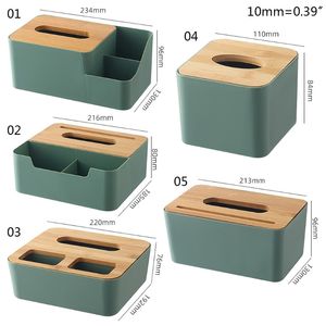 Plastic Tissue Box Bamboo Cover Dovin Paper Dispenser Organisator Cosmetic Holder 220523