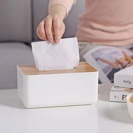 Plastic Tissue Box Modern houten omslagpapier met eiken thuisauto -servetten houder kast huis organisator decoratie gereedschap tissue box