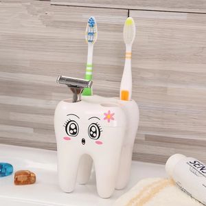 Soporte de cepillo de dientes de plástico Soporte de cepillo de dientes de dibujos animados de 4 agujeros Soporte de estante de cepillo de dientes Contenedor Producto de baño YF0058
