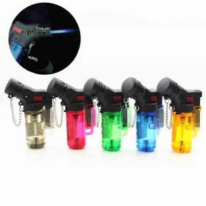 Torches en plastique torche briquet à jet avec anneau porte-clés coupe-vent flamme butane rechargeable micro briquets culinaires allume-cigare 5 couleurs