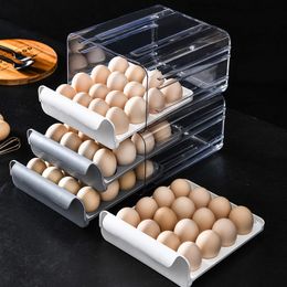 Plastic transparante ei opbergdoos dubbele lade koelkast scherper keuken eierdozen