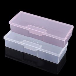 Boîte de rangement en plastique Transparent pour outils de manucure, boîte de rangement pour stylos à dessin, tampon, fichiers de meulage, étui organisateur, conteneur Box192N