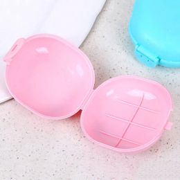 Boîte à savon de voyage en plastique, boîtes de rangement simples de couleur bonbon, plats à savons portables avec couvercle 5 couleurs 11 LL